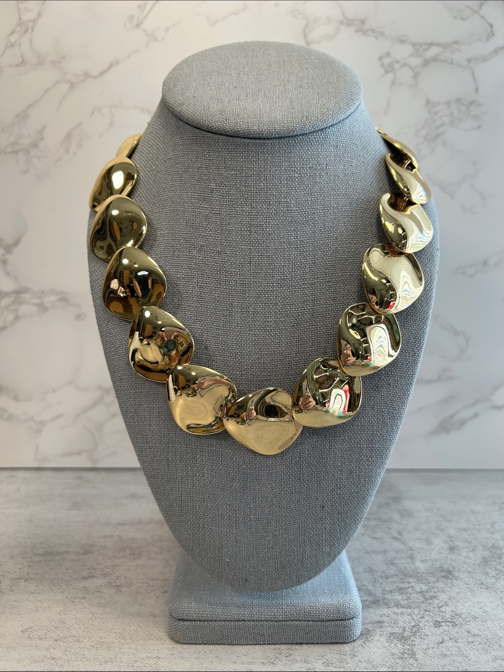 Talbots Shiny Gold Sculptural Link Necklace